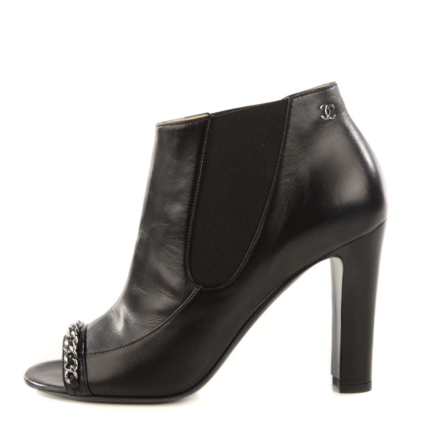 Lambskin Chain Ankle Boots 38 Black