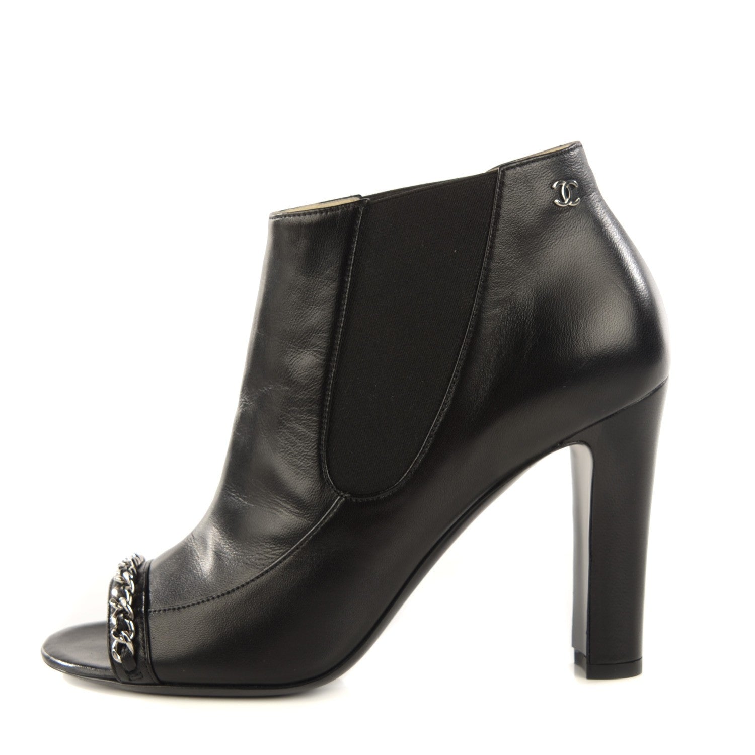 Chanel Lambskin Chain Ankle Boots 38 Black 1 of 8