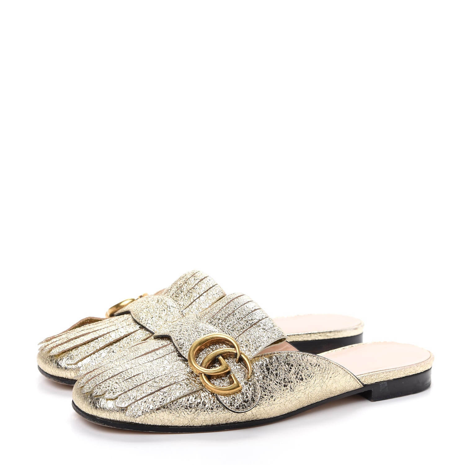 Gucci Galassia Womens GG Marmont Fringe Slippers 36 Platino 3 of 10