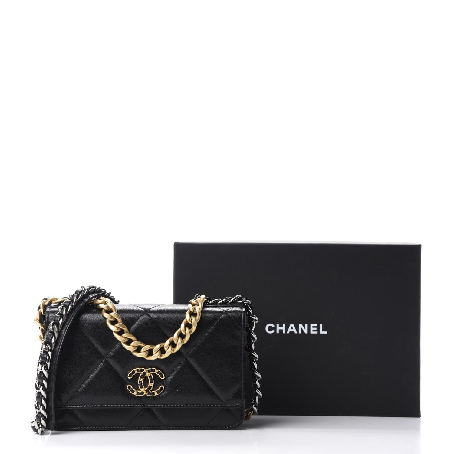 Chanel Lambskin Quilted 19 Wallet On Chain WOC Black 11 of 11