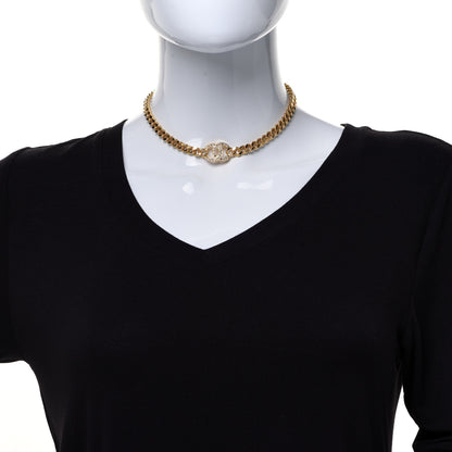 Chanel Crystal Chain Link CC Choker Necklace Gold 2 of 6