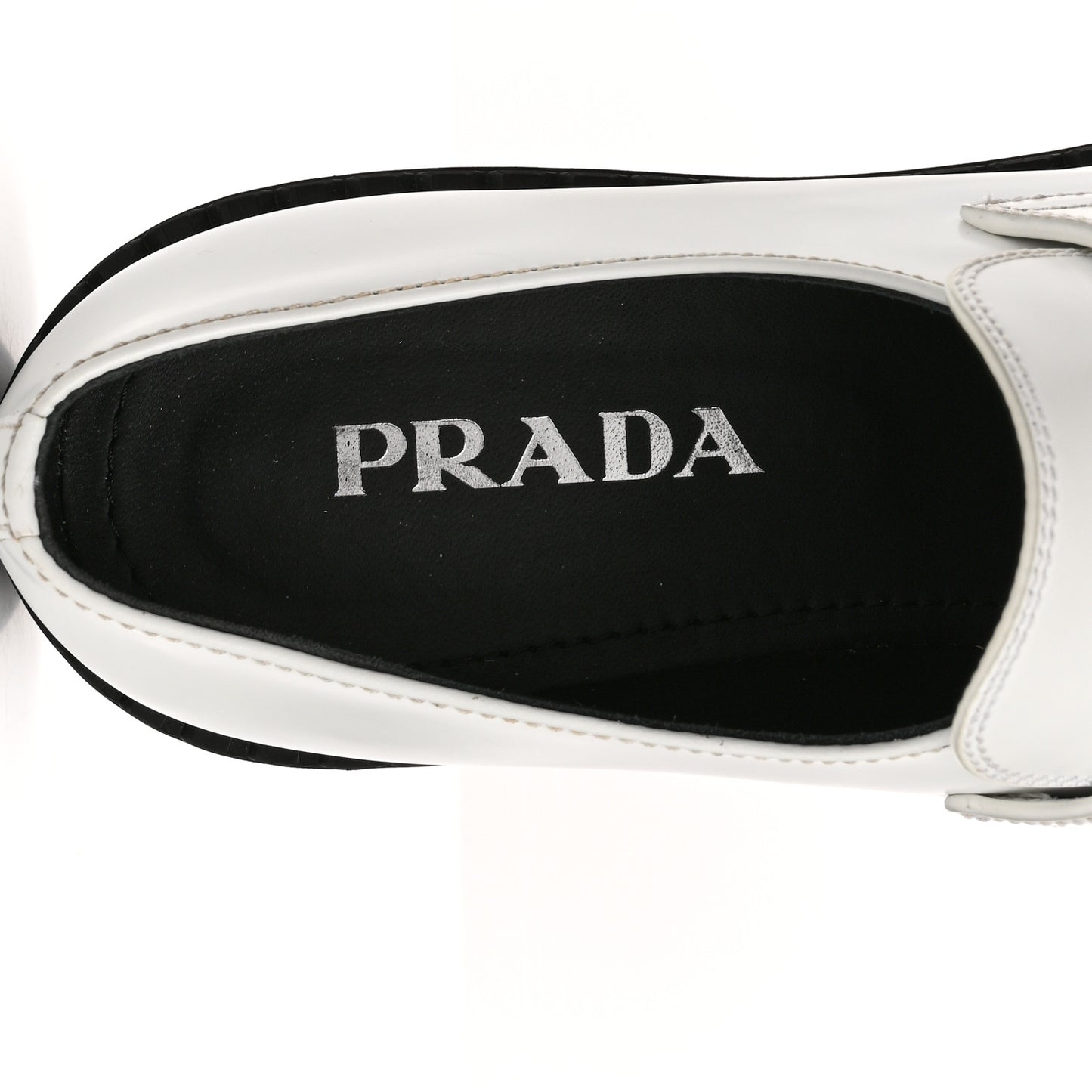 Brushed Calfskin Metal Triangle Logo 20mm Loafers 39.5 White