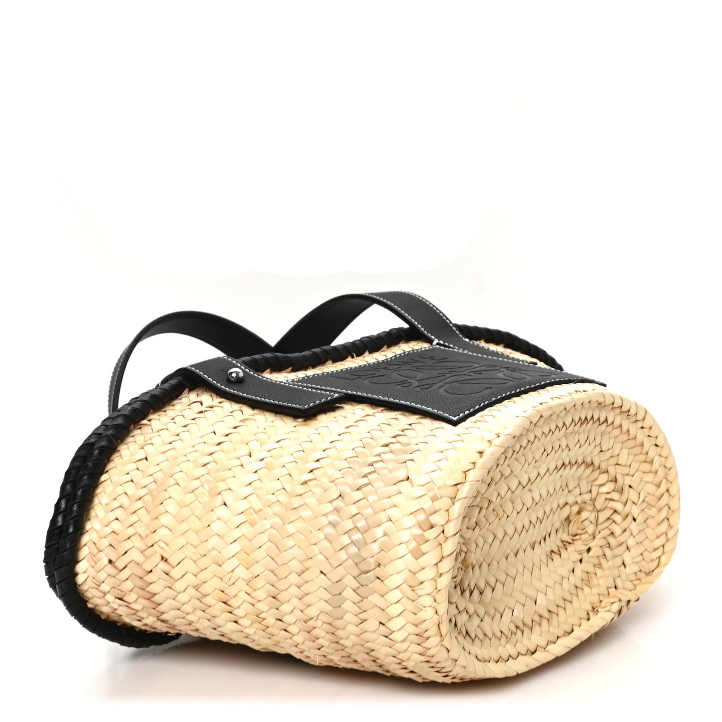 Raffia Small Basket Tote Bag Natural Black