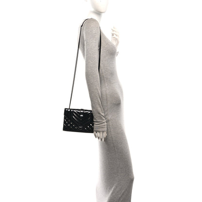 Saint Laurent Patent Mixed Matelasse Triquilt Small Monogram Satchel Black 2 of 11