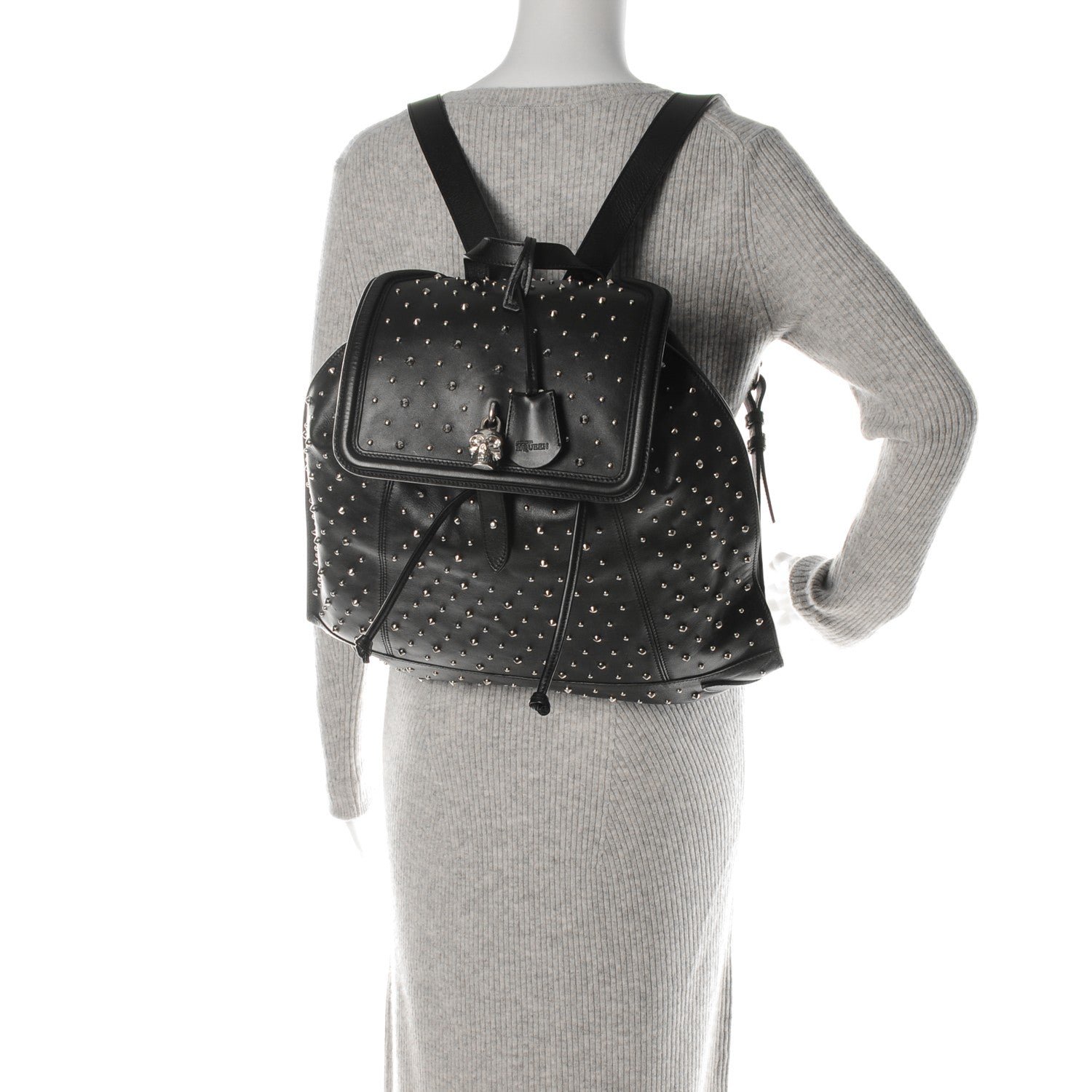 Alexander McQueen Calfskin Studded Padlock Zip Backpack Black 2 of 8