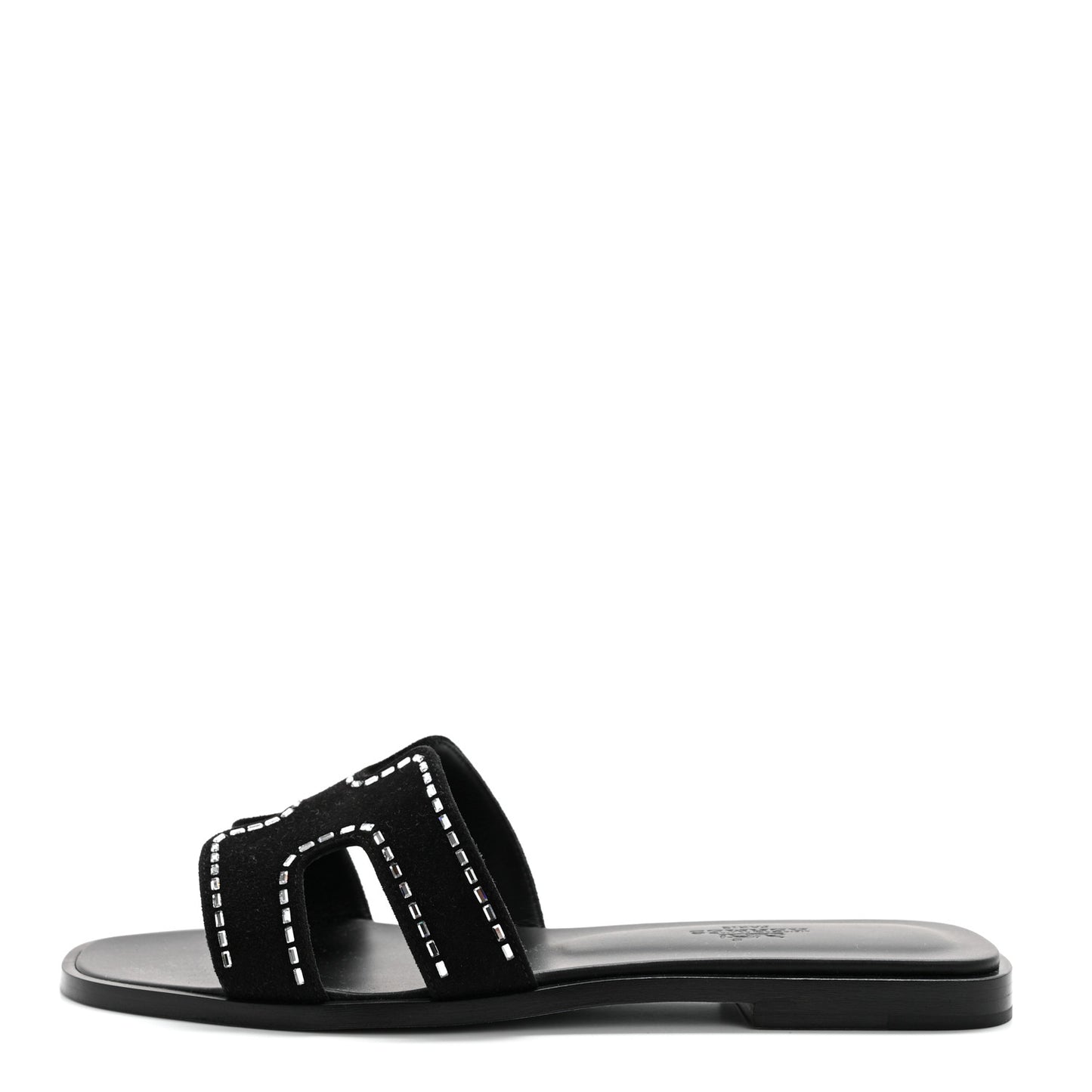 Suede Goatskin Crystal Embellished Oran Sandals 36.5 Black