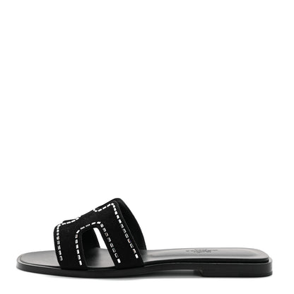 Hermes Suede Goatskin Crystal Embellished Oran Sandals 36.5 Black 1 of 8