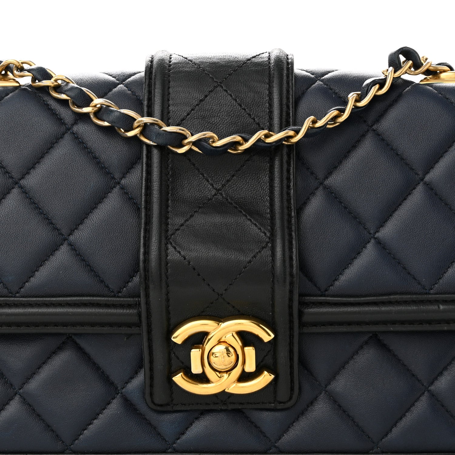 Chanel Calfskin Quilted Large Elegant CC Flap Navy Black 7 of 11