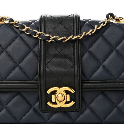 Chanel Calfskin Quilted Large Elegant CC Flap Navy Black 7 of 11