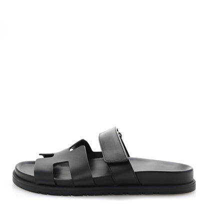 Hermes Calfskin Womens Chypre Sandals 39 Black 1 of 10