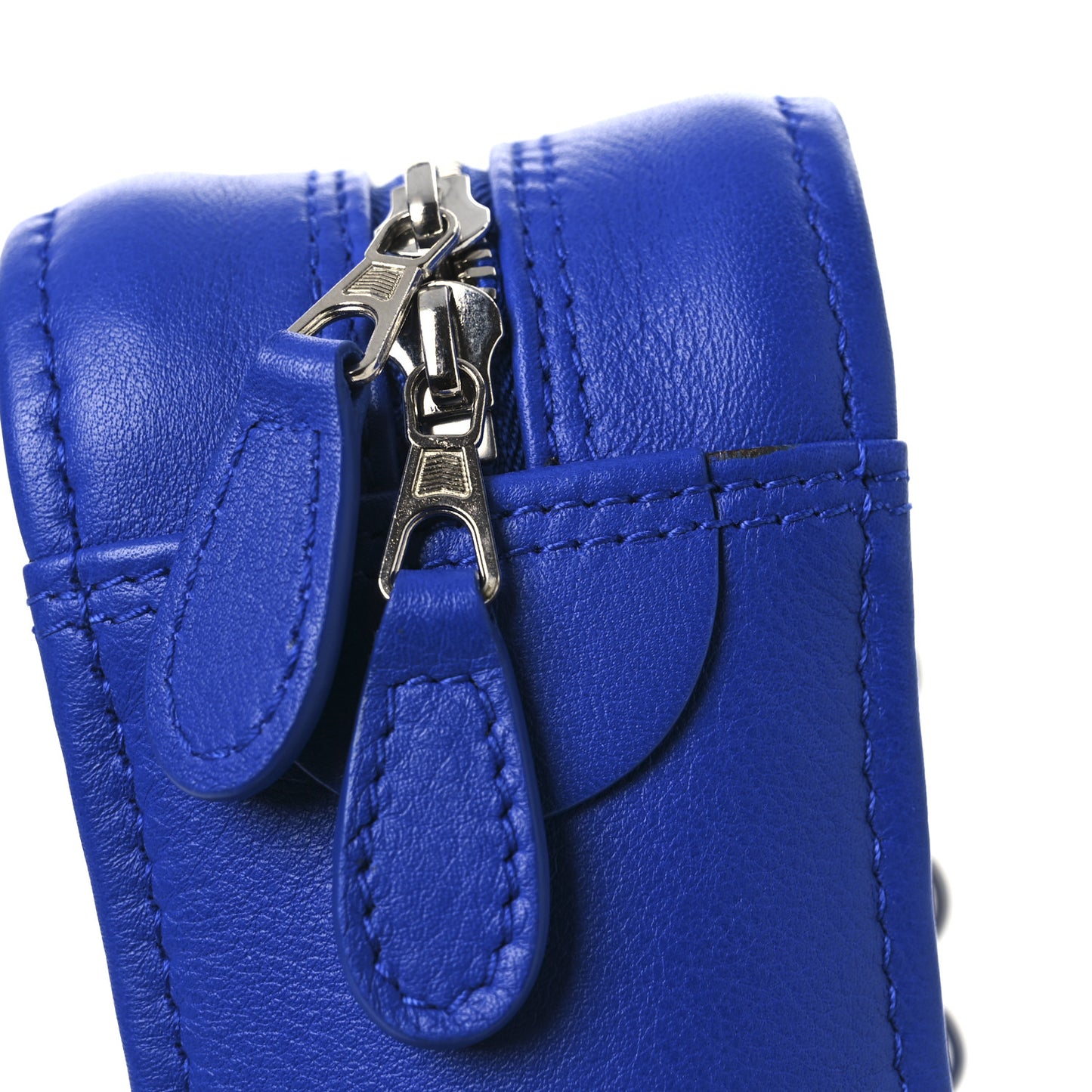 Shiny Day Calfskin Logo XS Triangle Chain Duffle Bleu Roi White