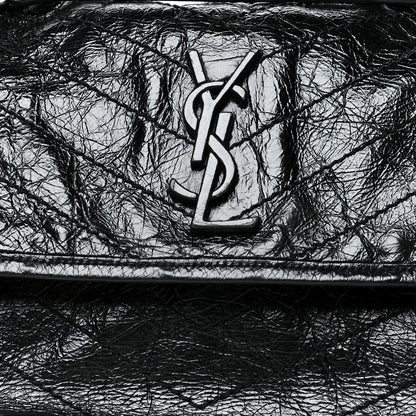 Saint Laurent Crinkled Calfskin Matelasse Monogram Medium Niki Chain Satchel Black 8 of 10