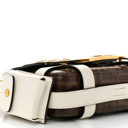 Fendi Glazed Fabric Vitello Century FF 1974 Mini Baguette Cage Mogano Panna White Ice 9 of 10