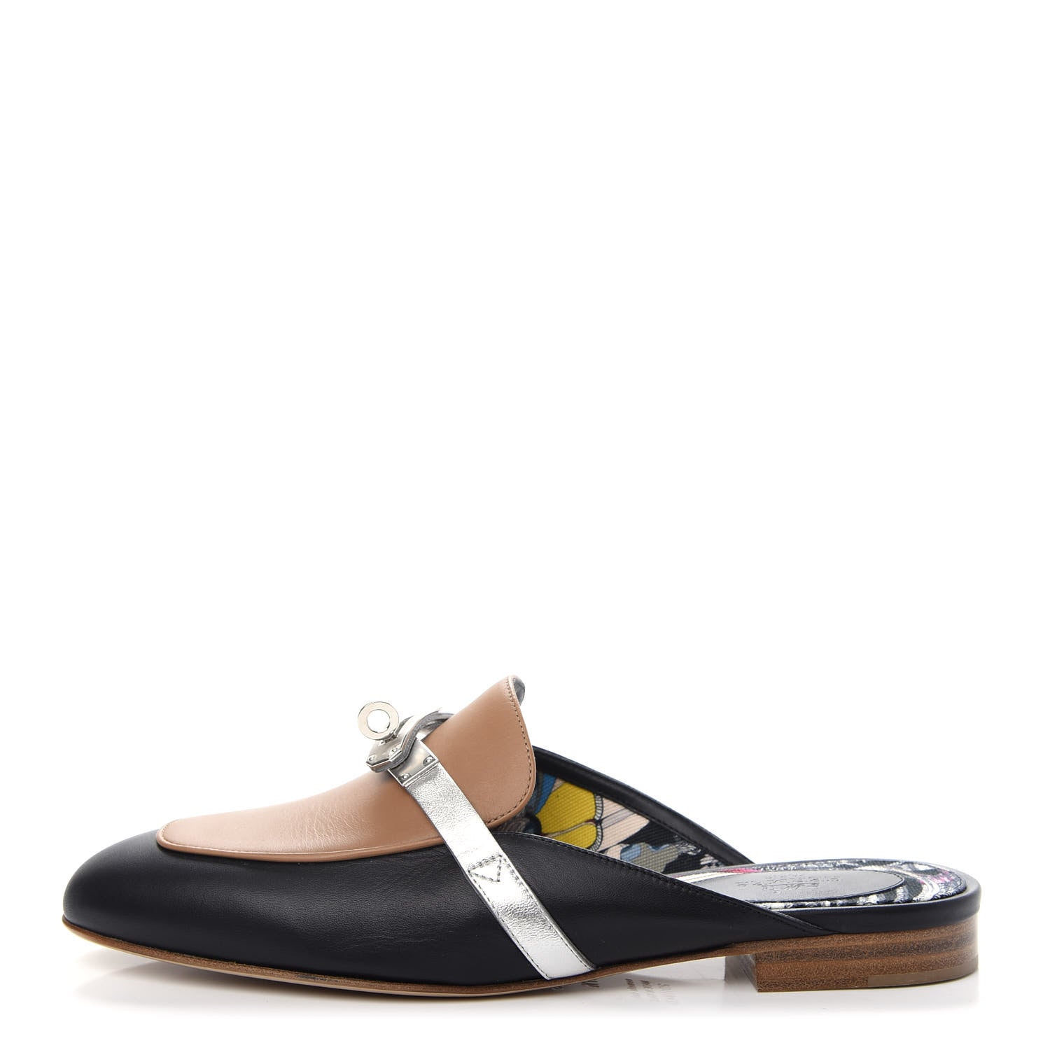 Hermes Calfskin Nappa Oz Mules 37.5 Naturel Black Multicolore 1 of 9