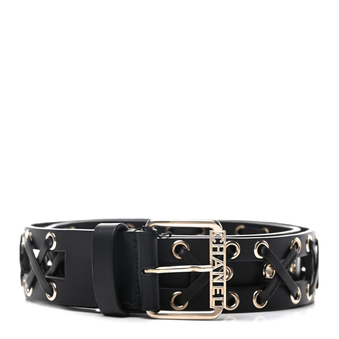 Calfskin Cross Stitch Grommet Belt 80 32 Black