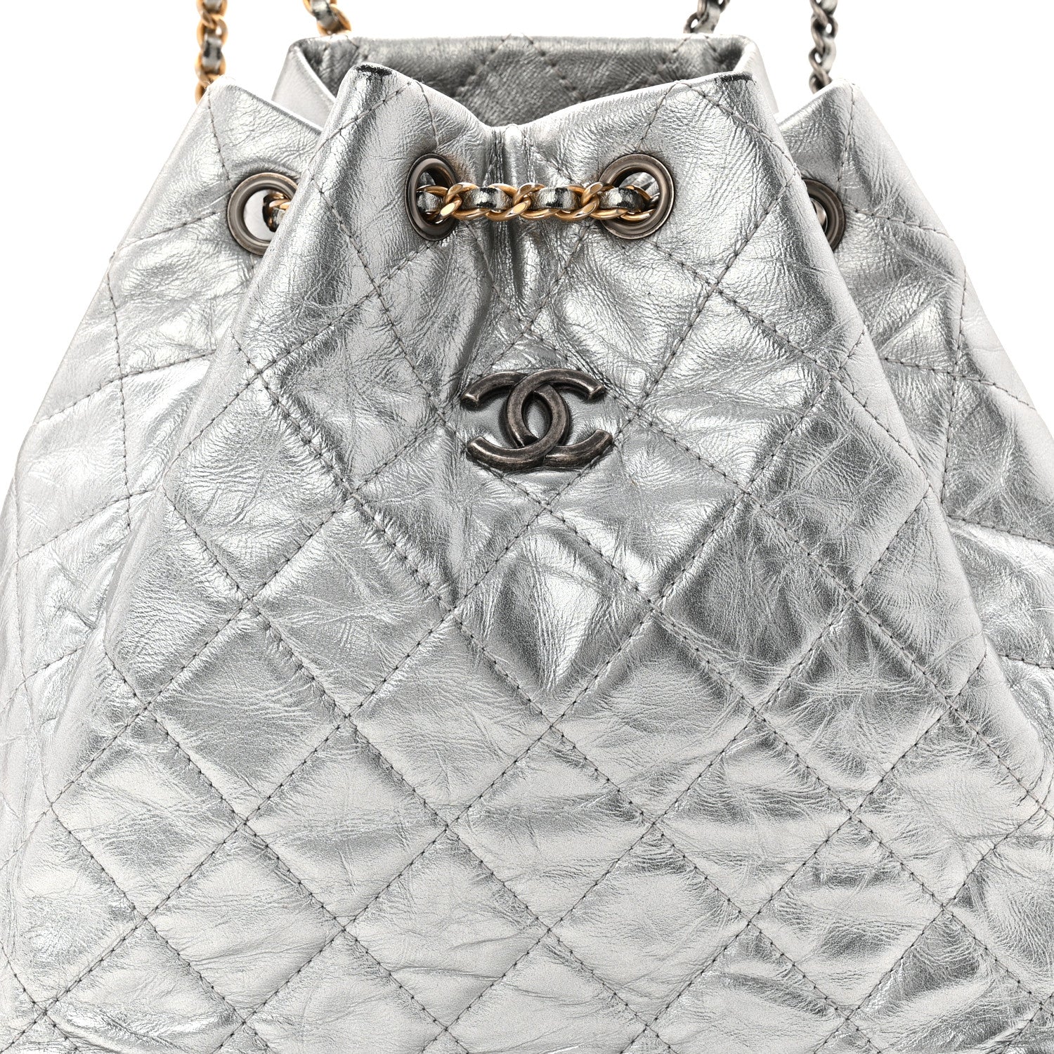 Chanel Metallic Crumpled Calfskin Quilted Small Gabrielle Backpack