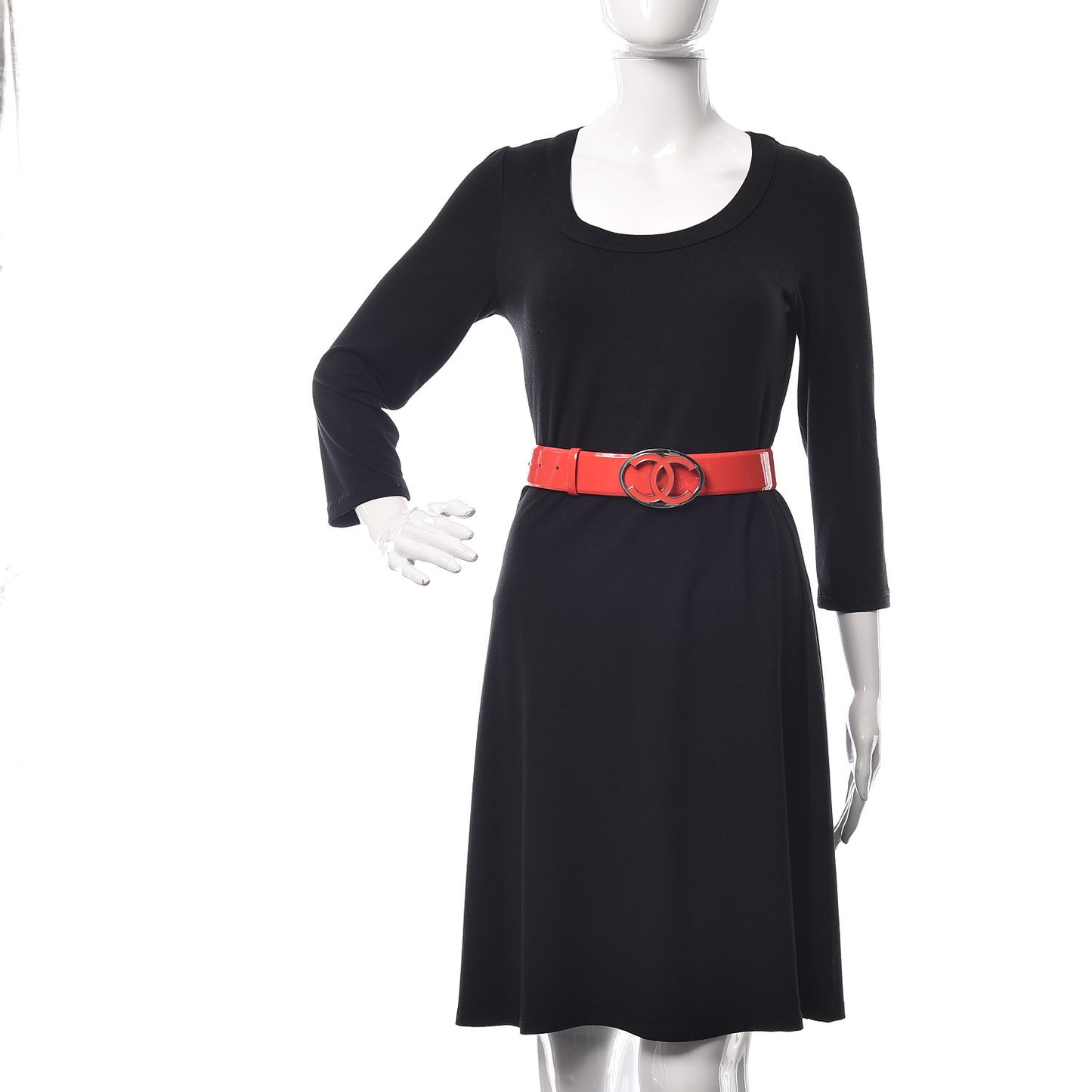 Patent Calfskin Enamel CC Logo Belt 85 34 Orange