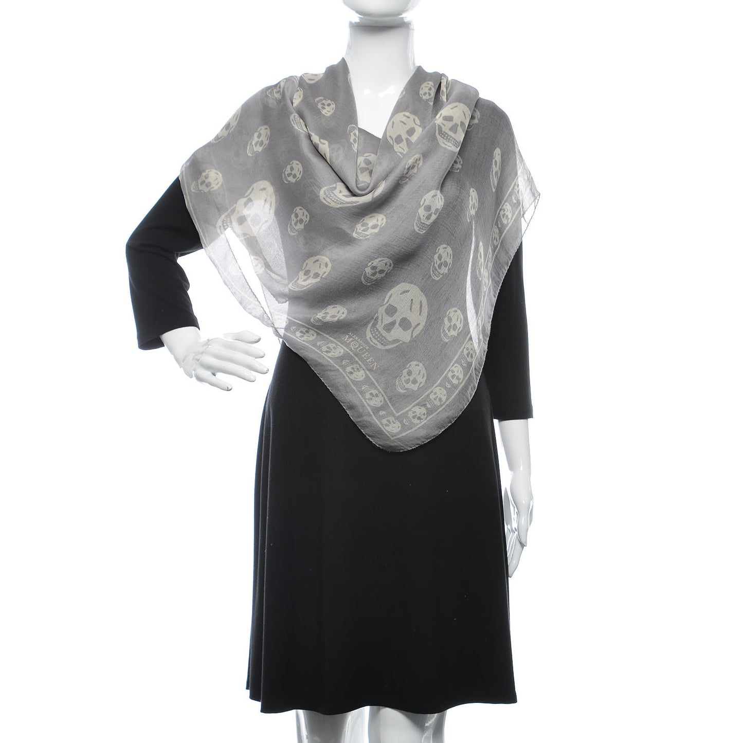 Silk Chiffon Skull Scarf Grey
