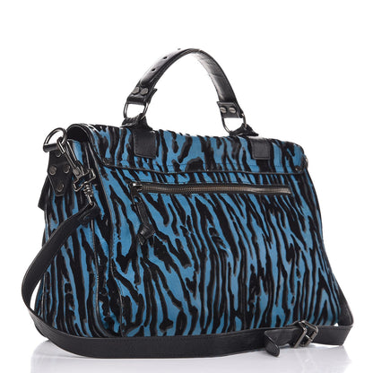 Proenza Schouler Lambskin Velvet Medium Woodgrain PS1 Satchel Teal Black 4 of 17