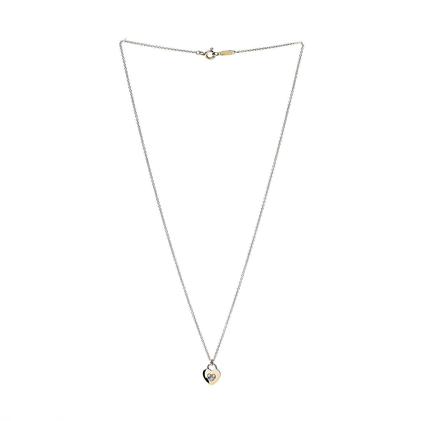 18K Yellow Gold Diamond Heart Locket Pendant Necklace