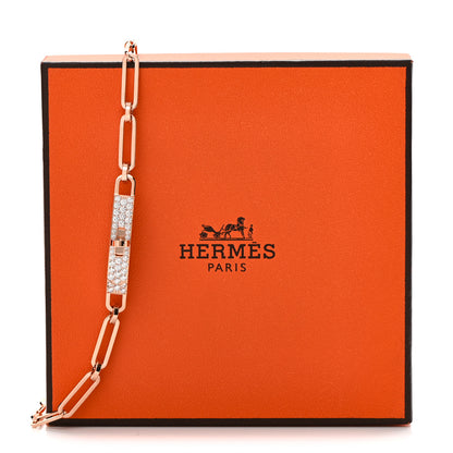 Hermes 18K Rose Gold Diamond Pave Kelly Chaine Choker Necklace 8 of 8