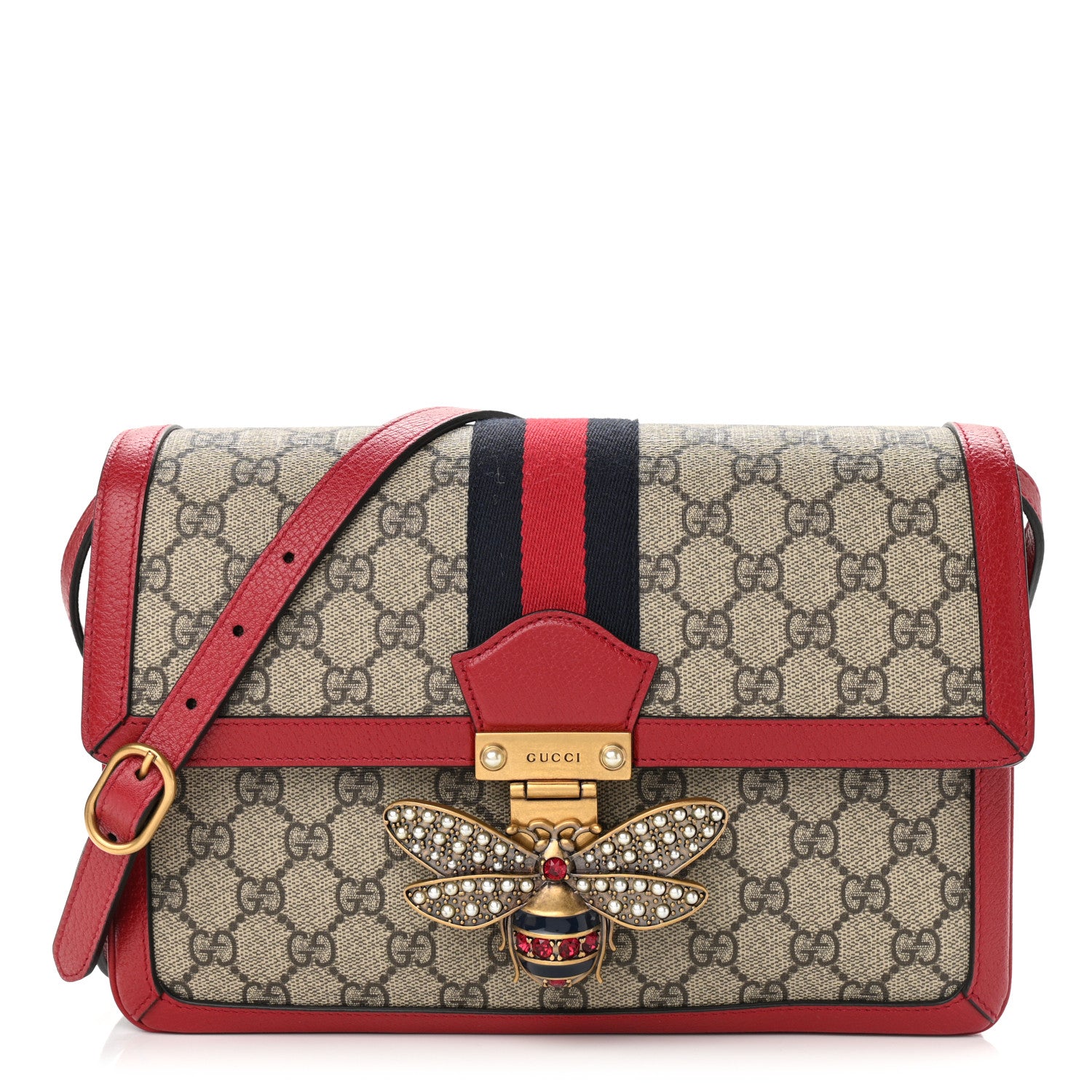 Gucci GG Supreme Monogram Medium Queen Margaret Shoulder Bag Red 1 of 11