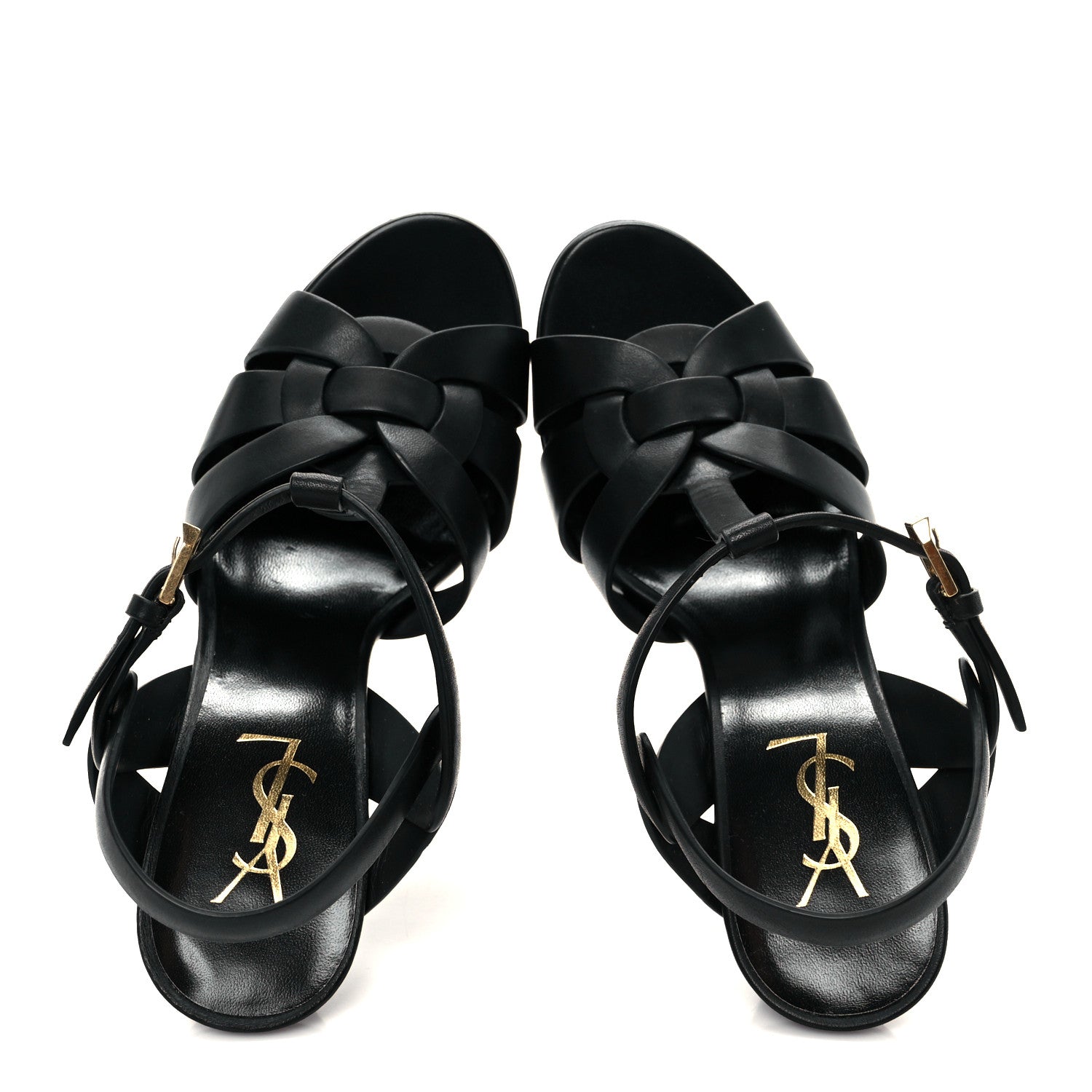 Saint Laurent Calfskin Tribute 105 Platform Sandals 38.5 Black 2 of 10