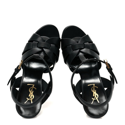 Saint Laurent Calfskin Tribute 105 Platform Sandals 38.5 Black 2 of 10