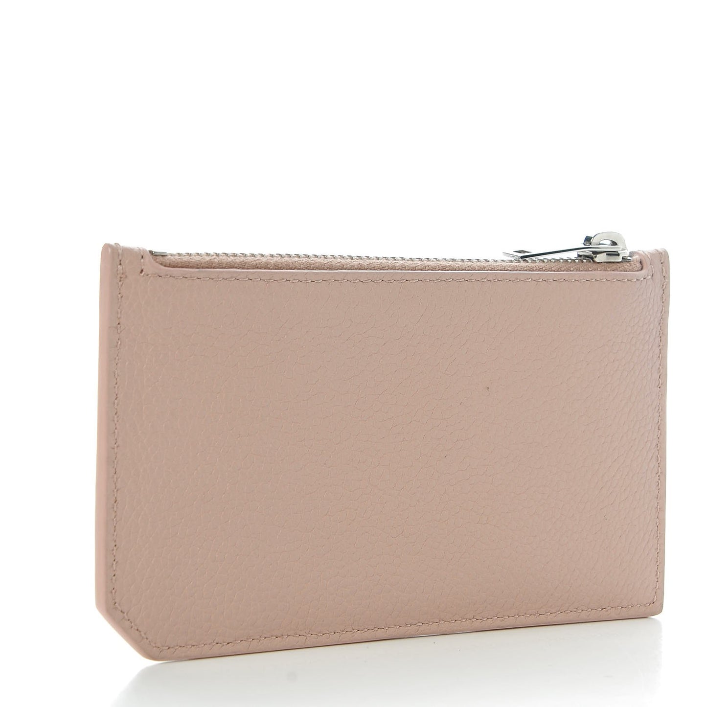 Grained Calfskin 5 Fragments Zip Pouch Card Holder Pale Pink