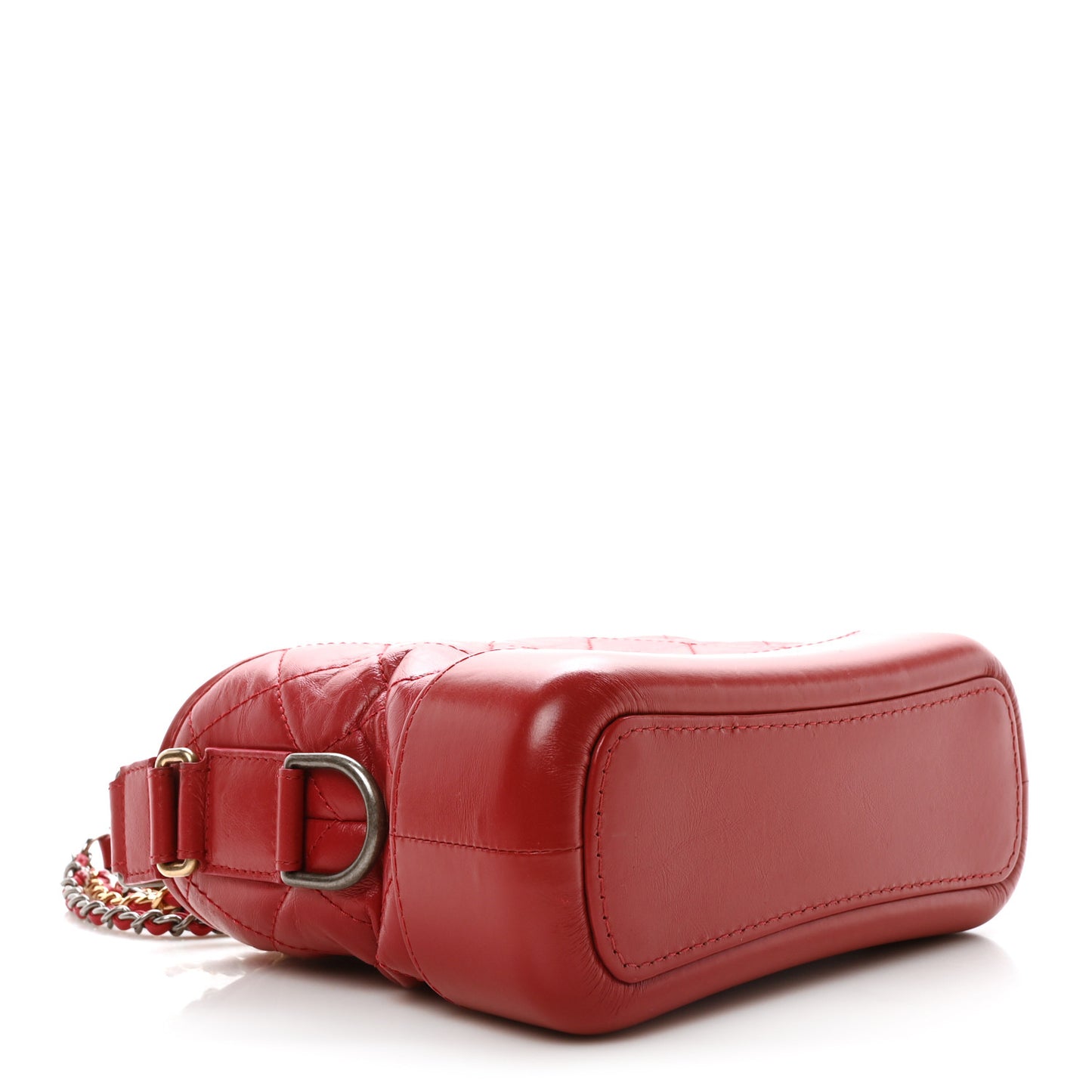 Aged Smooth Calfskin Quilted Medium Gabrielle Logo Hobo Red