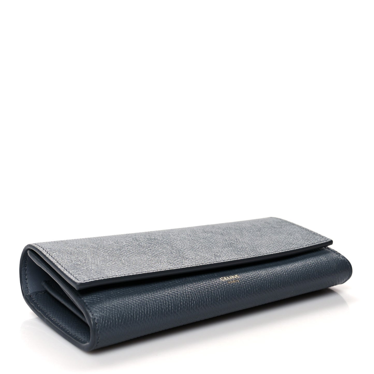 Grained Calfskin Large Flap Wallet Grey