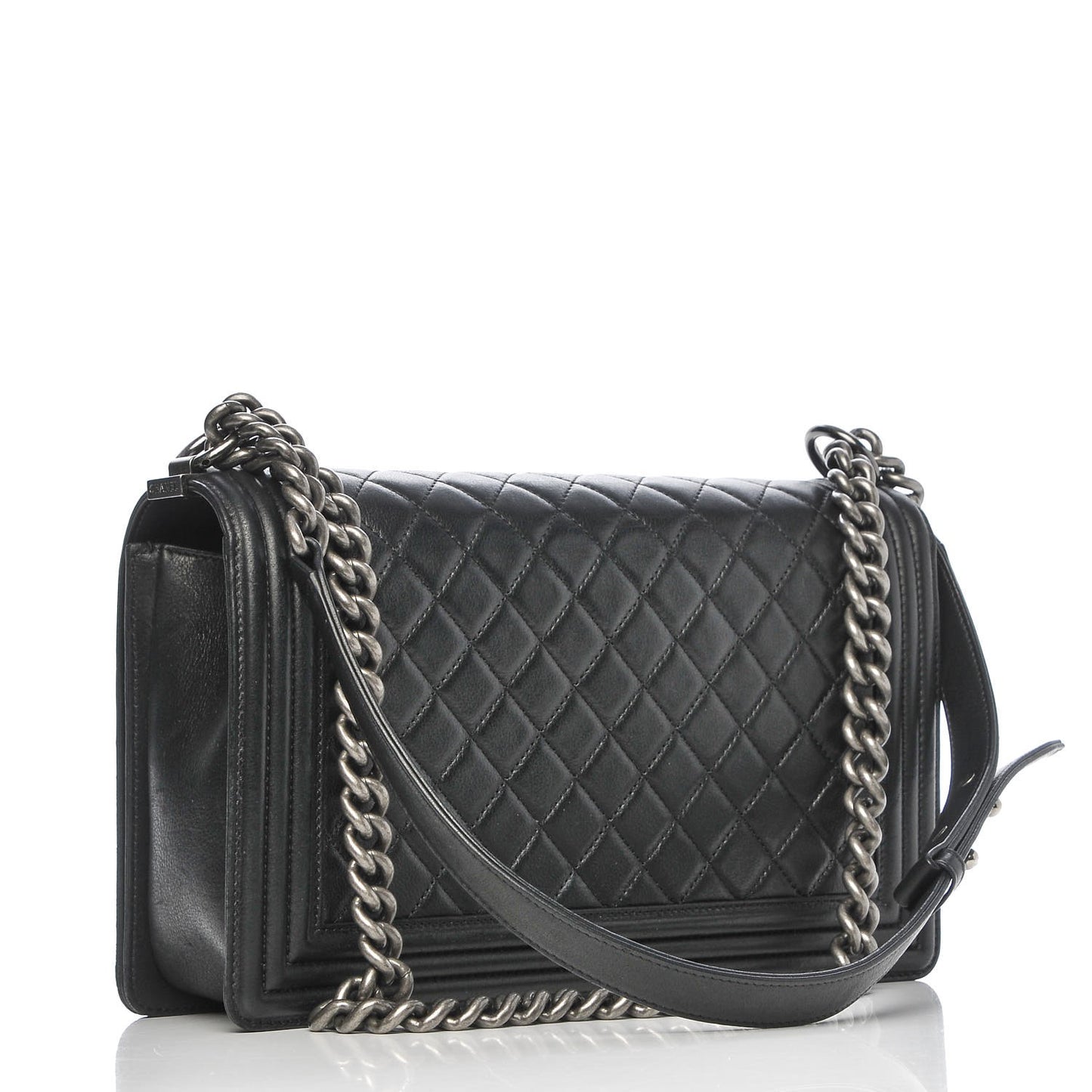 Calfskin Quilted New Medium Boy Flap Black
