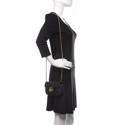Gucci Calfskin Matelasse Super Mini GG Marmont Shoulder Bag Black 2 of 11