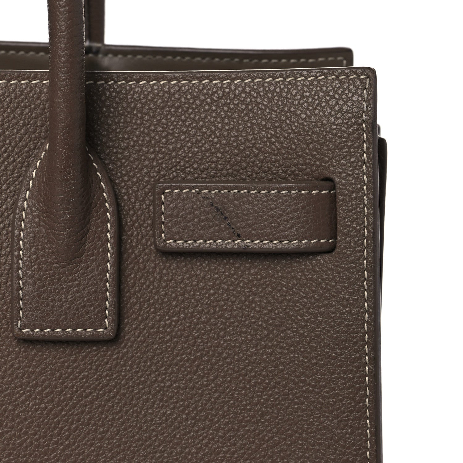 Saint Laurent Grained Calfskin Topstich Baby Sac De Jour Taupe 10 of 12