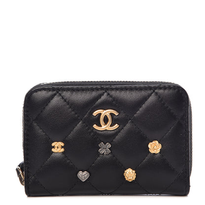 Chanel Lambskin Lucky Charms Zip Coin Purse Black 1 of 8