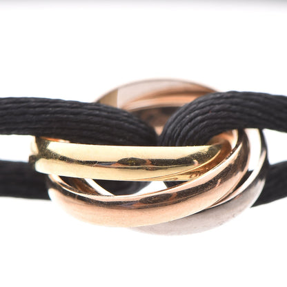 Cartier 18K Pink Yellow White Gold Trinity Adjustable Cord Bracelet Black 5 of 8