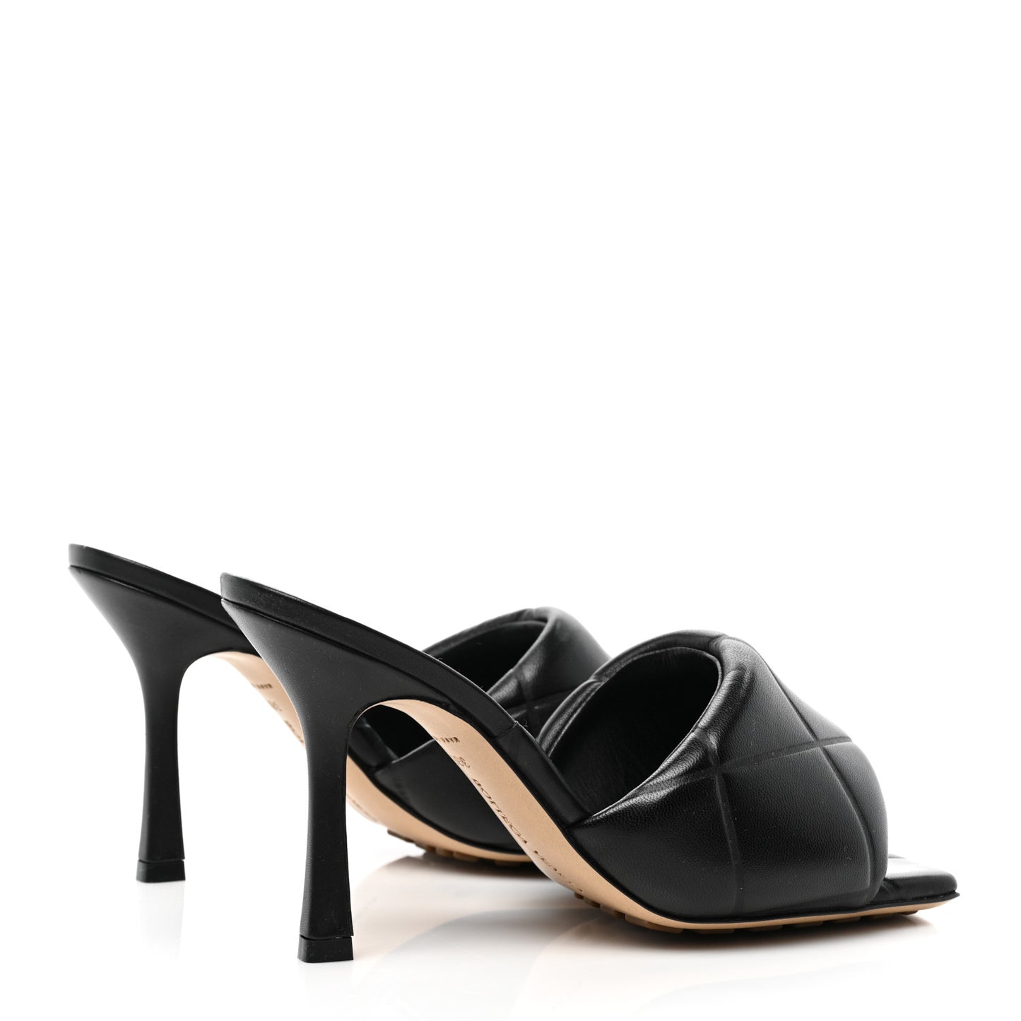 Nappa Quilted Rubber Lido Mule Sandals 36.5 Black