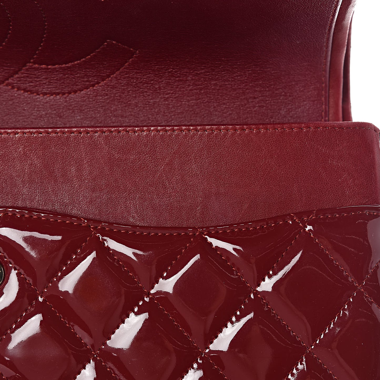 Patent Quilted Jumbo Double Flap Dark Red