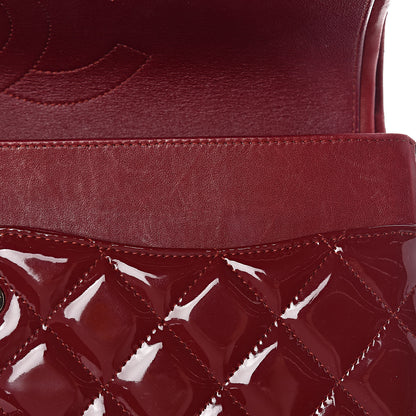 Chanel Patent Quilted Jumbo Double Flap Dark Red 11 of 15
