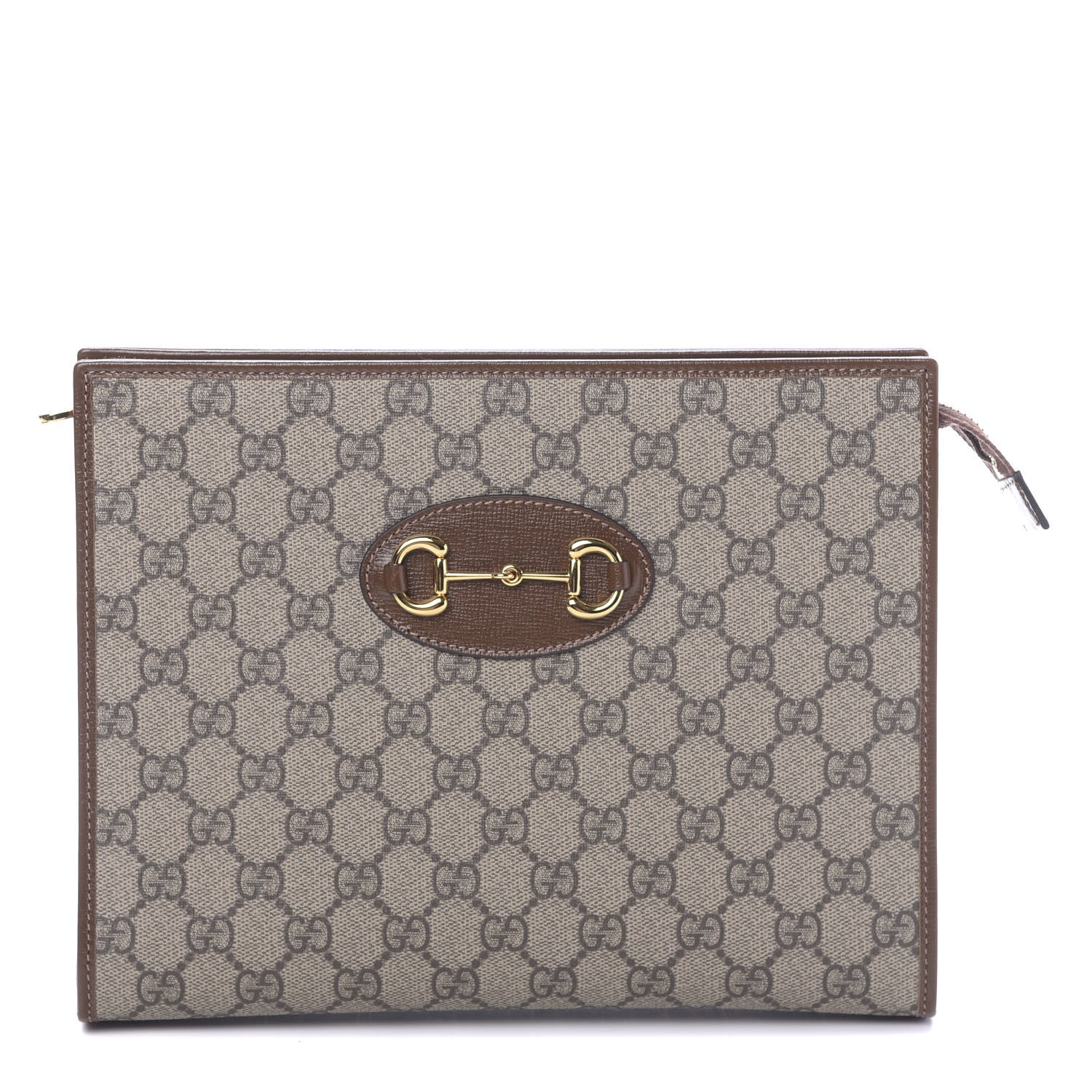 Gucci GG Supreme Monogram Horsebit 1955 Zip Pouch Beige Brown Sugar 1 of 11