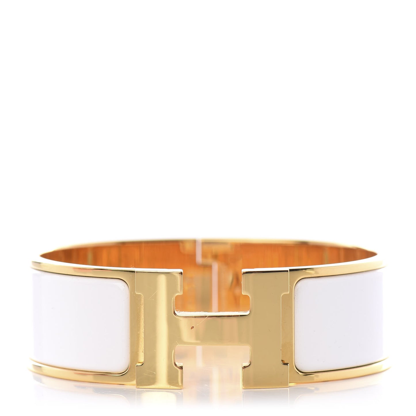 Enamel Wide Clic Clac H Bracelet GM White