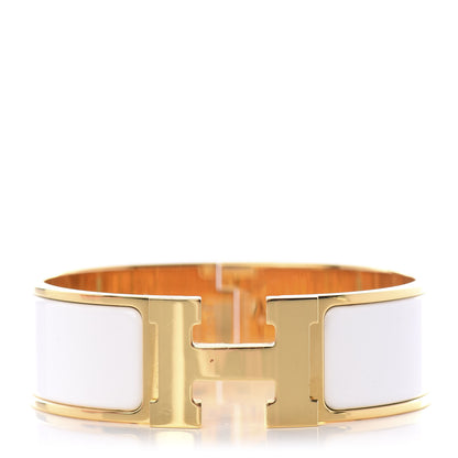 Hermes Enamel Wide Clic Clac H Bracelet GM White 1 of 5