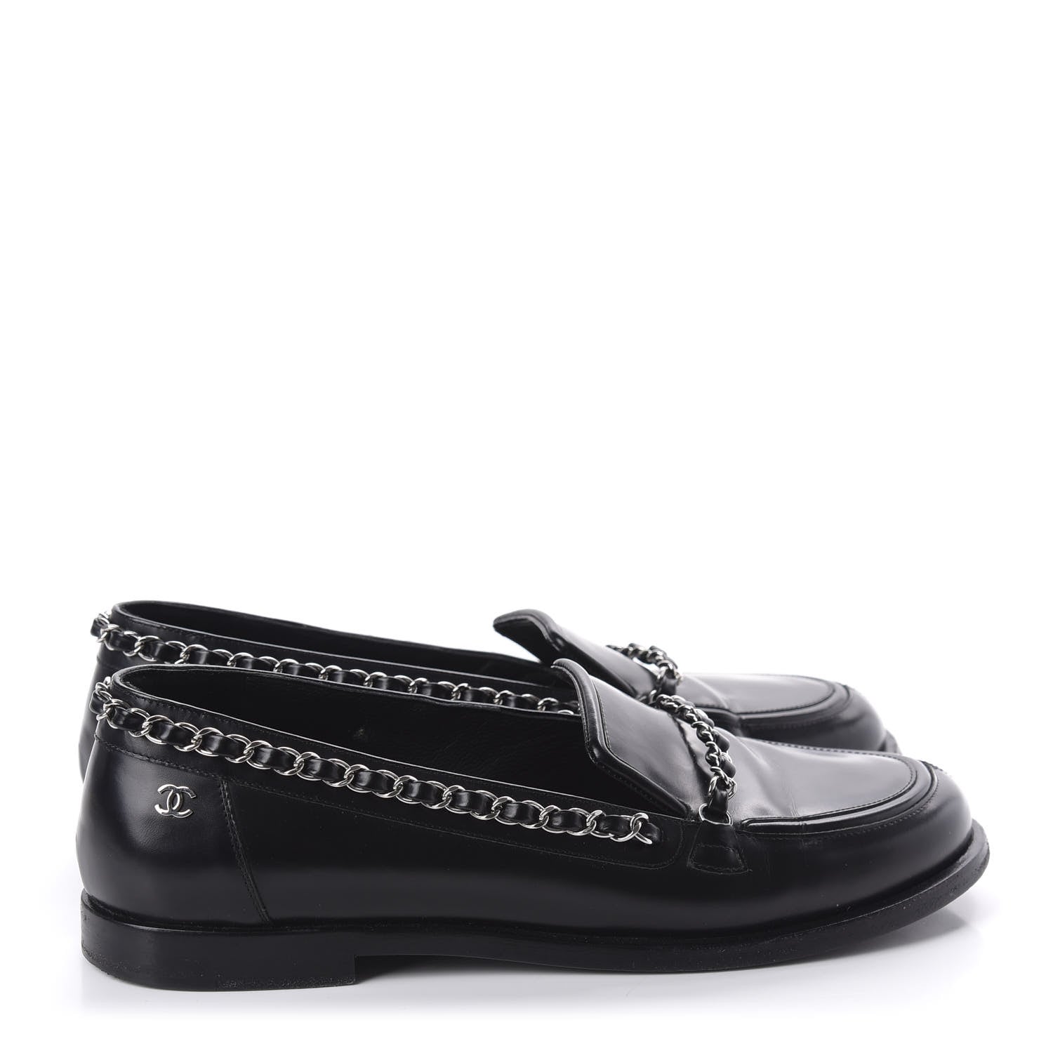 Chanel Calfskin Chain Mocassin Loafers 39 Black 4 of 11