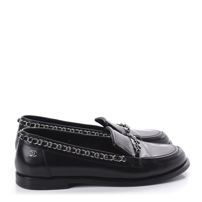 Chanel Calfskin Chain Mocassin Loafers 39 Black 4 of 11