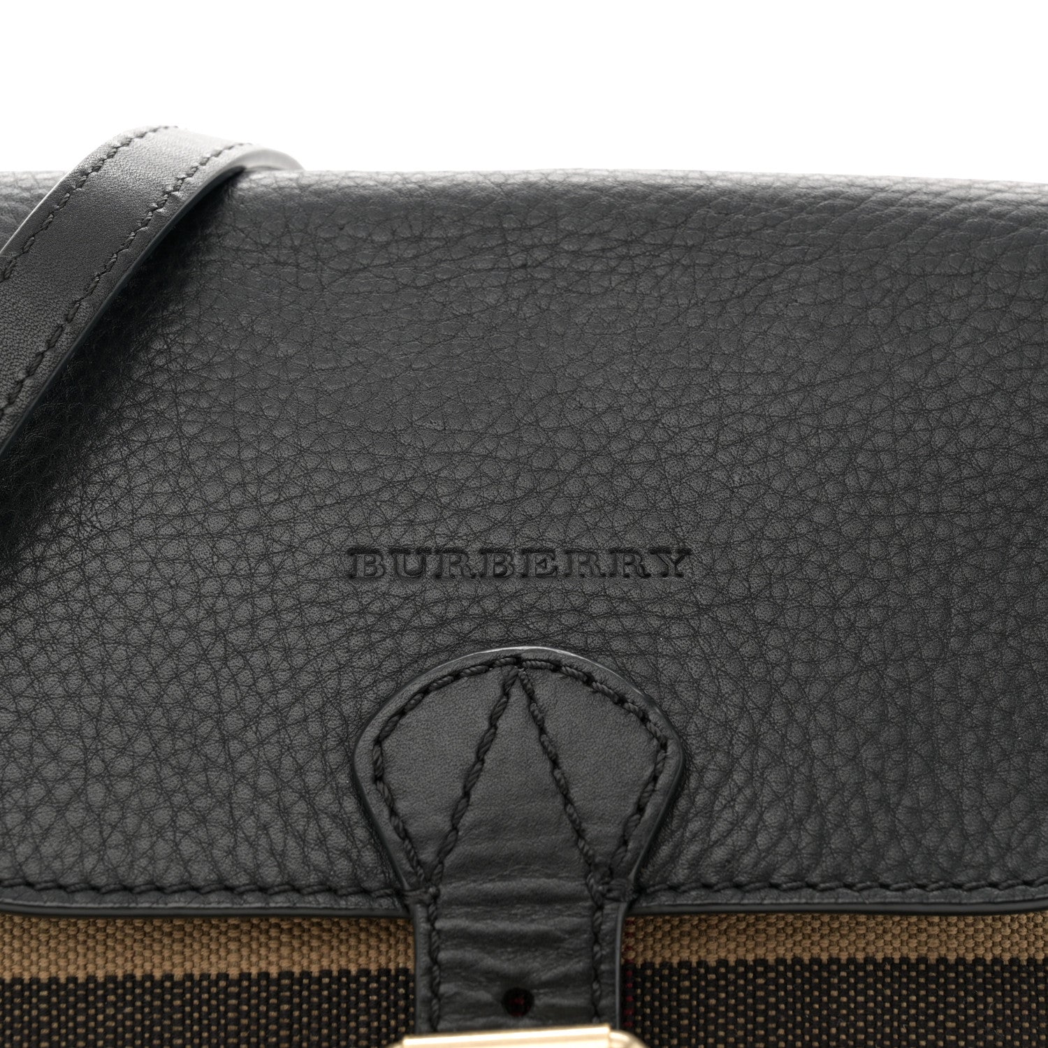 Burberry Mega Check Grainy Calfskin Small Gowan Messenger Bag Black 8 of 11