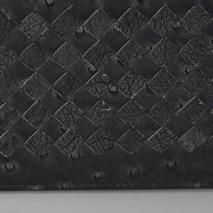Bottega Veneta Ostrich Intrecciato Flap Wallet Ardoise 9 of 11