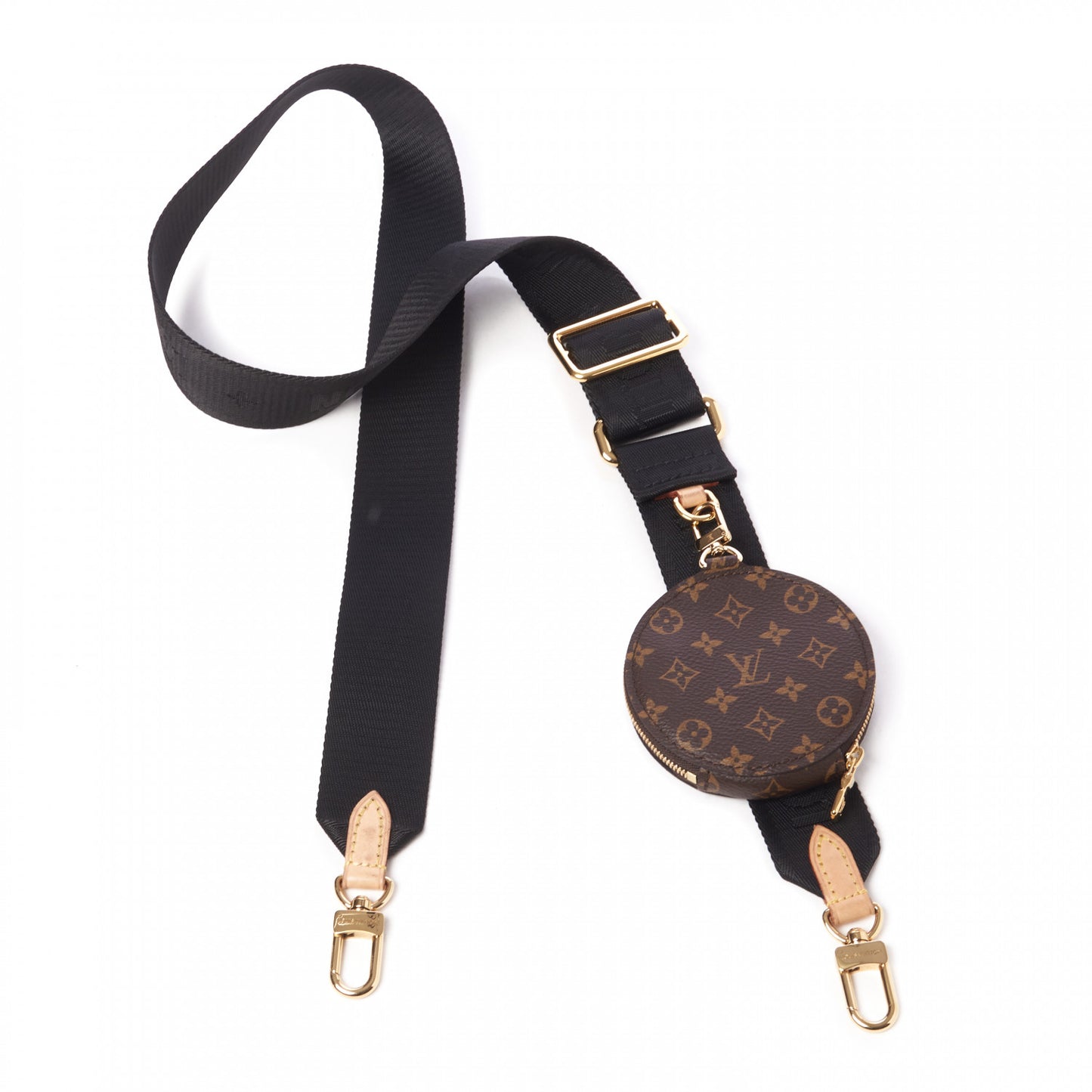 Nylon Monogram Strap with Coin Purse Black