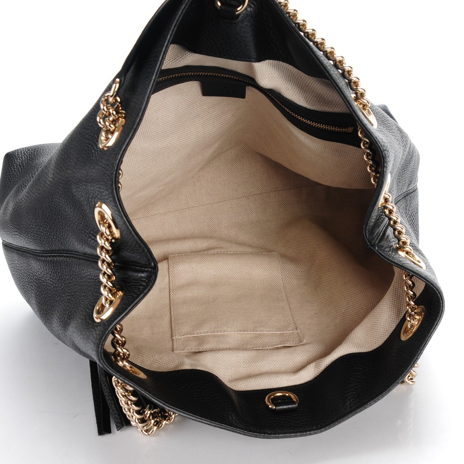 Gucci Pebbled Calfskin Medium Soho Chain Shoulder Bag Black 5 of 7