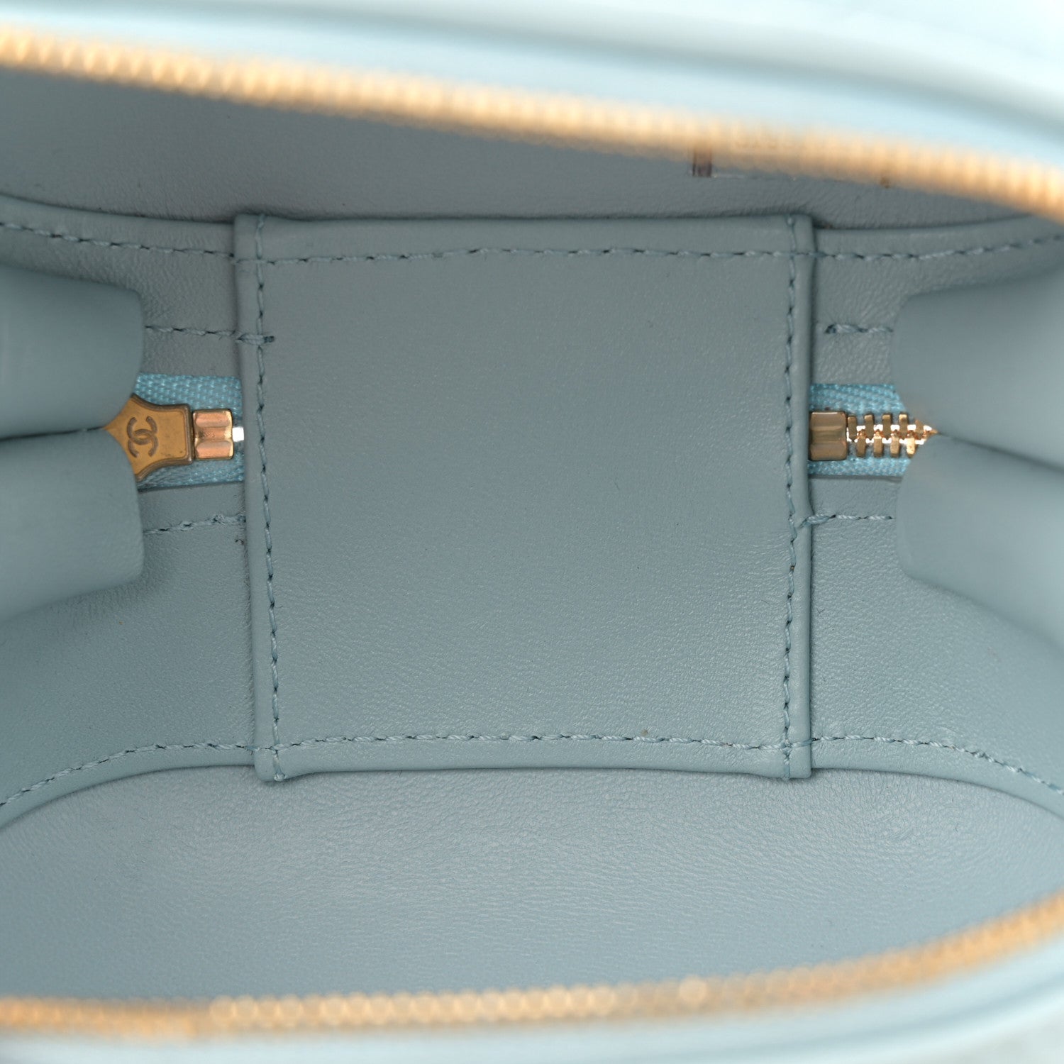 Chanel Lambskin Quilted CC Bubble Vanity Case With Chain Light Blue 5 of 11