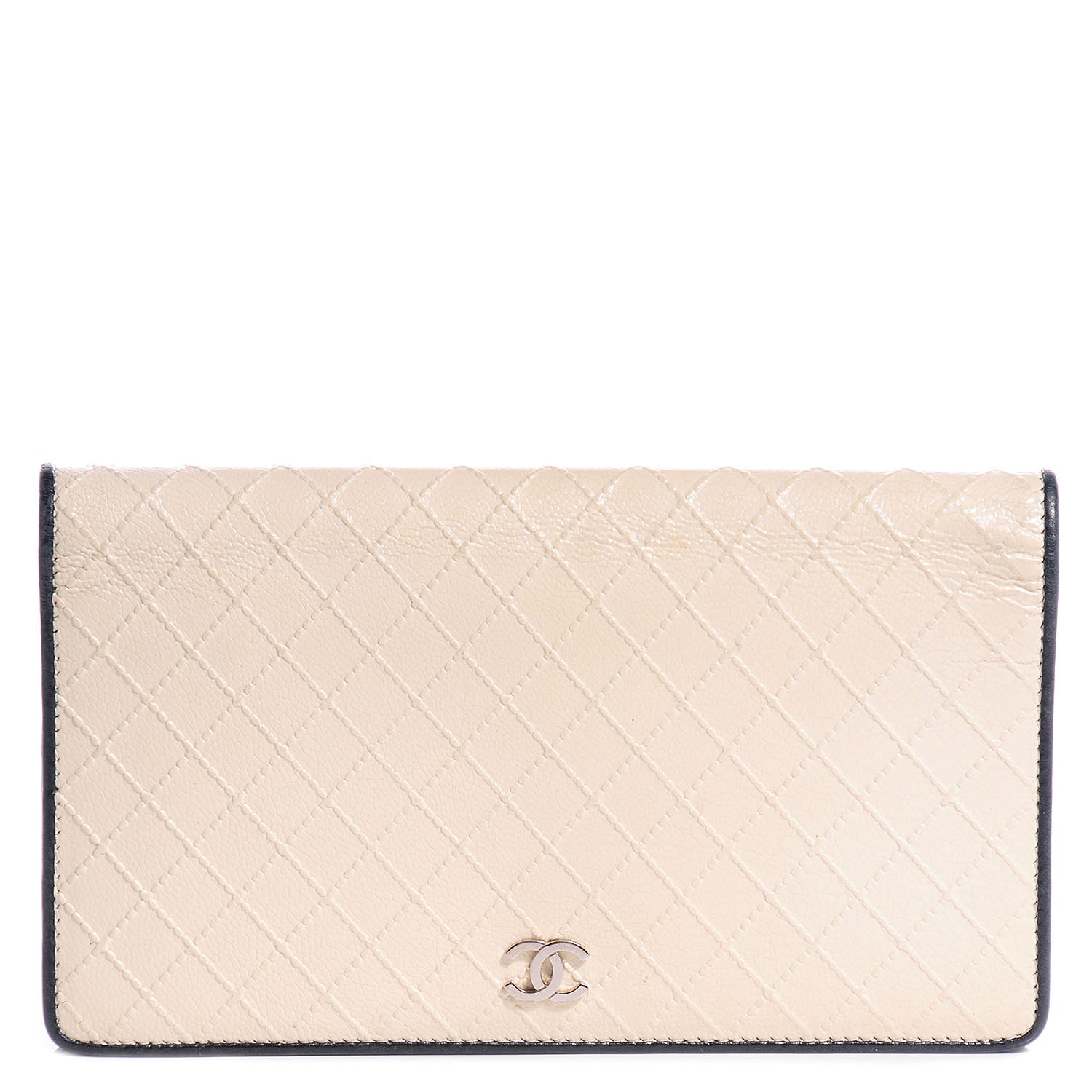 Chanel Leather Stitched Yen Wallet Light Beige 1 of 8
